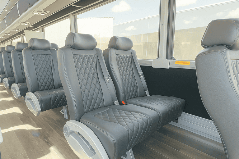 interior of Fort Wayne Minibus Company charter bus